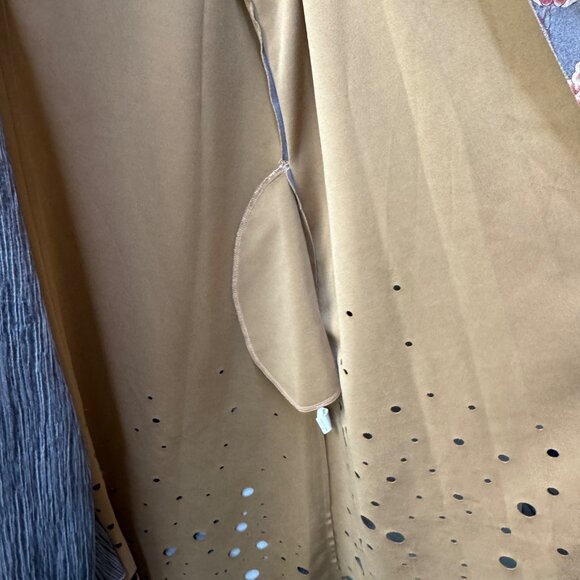 Adore Taupe‎ Knitwear Swing Coat. Trench Jacket With Floral Embroidery & Scarf - Picture 13 of 16